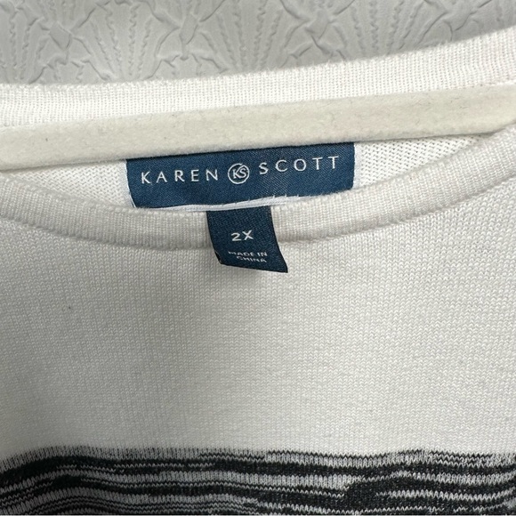 Karen Scott Woman’s Knit Color block Long Sleeve Round Neck Sweater Size 2X - Picture 3 of 5